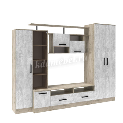 Гостиная Оскар-5 (Дуб крафт серый/Цемент)