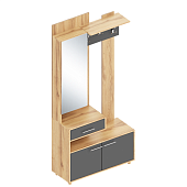 Вешалка с зеркалом Граф левая (Дуб золотистый/Темно серый лофт)