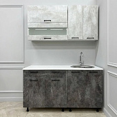 Кухня Сардика 1,4м (Камень светлый/Камень темный)