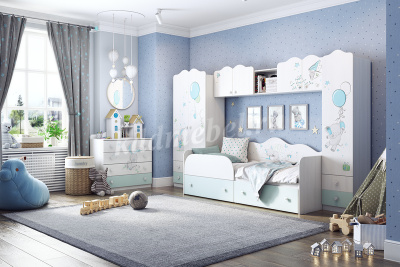 Шкаф одностворчатый Бонни зверята (Рамух белый/Кенди)