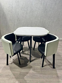 Обеденная группа DT/DC-804 (Белый мрамор/Бело-черный/Каркас черный) УЦЕНКА
