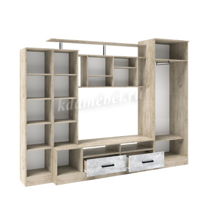 Гостиная Оскар-5 (Дуб крафт серый/Цемент)