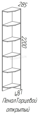 Пенал торцевой открытый (Дуб Вотан)