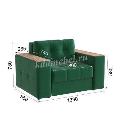 Кресло-кровать Нави (Изумруд/Дуб канадский)