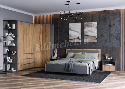 Шкаф Стил угловой (Темно-серый лофт/Дуб золотистый)