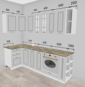 Кухня угловая Мария 1,10*2,40 МДФ (Белый/Столешница Олвуд)