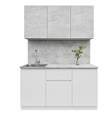 Кухня Лето 1,5 (Белый/Цемент светлый)