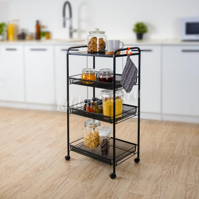 Этажерка Ладья-34КС на колесиках (Черный)