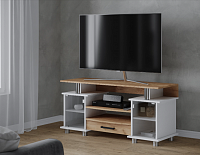 Тумба ТВ ТВ-003 К2 (Дуб крафт золотой/Белый древесные поры)
