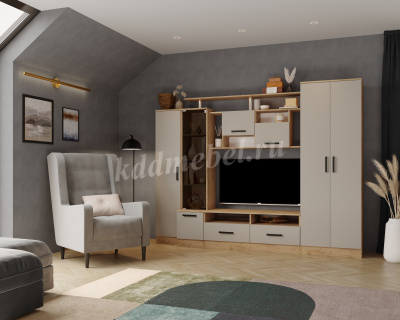 Гостиная Оскар-5 (Дуб крафт золотой/Кашемир)