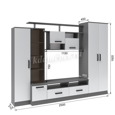 Гостиная Оскар-5 (Графит серый/Камень серый)