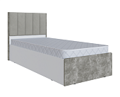 Кровать Мадрид МД-2 0.9 с ортопедическим основанием (Белый/Ателье светлое/Волна светло-серый)
