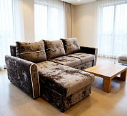 Угловой диван-кровать Амур ДУ комплектация 3 (Плюш корица/Плюш крем) 2 кат