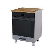 Шкаф нижний духовой 6Д кухня Осло без столешницы (Белый/Карбон латте) 