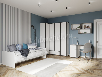 Шкаф угловой приставной Асцелла (Белый/Графит серый)