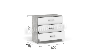 Комод Чикаго 3ящ (Ателье светлый/Белый)