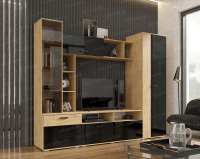 Крокус гостиная Дуб вотан Черный глянец 2 Крокус гостиная Дуб вотан Черный глянец 2