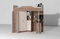 Кровать-чердак Бриз-1 (Ясень шимо светлый/Ясень шимо темный)