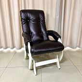 Кресло-маятник Неаполь Модель 12 (Дуб шампань-эмаль/Экокожа Бежевый Oregon perlamutr 120)