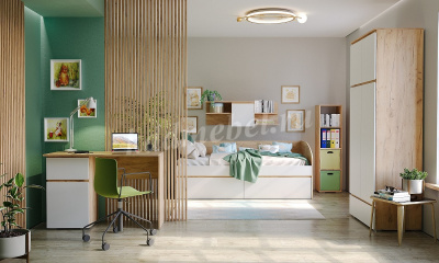 Стол письменный Гретта 1С1Я (Дуб крафт золотой/Белый)