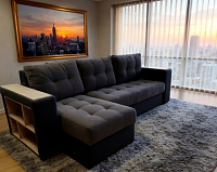 Угловой Диван-кровать Марк ДУ Вариант 2 (Дрим Грей/Дрим Графит/Ясень шимо светлый)