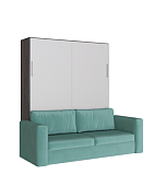 Комплект кровать-шкаф Трансформер 1600*2000 (Черный ясень/Перламутр)