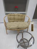 Диван двухместный RJG-Bahama (Ротанг №6, ткань светло-бежевая)