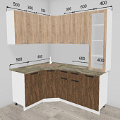 Кухня угловая Дина 1,35*1,85 ЛДСП (Ясень шимо светлый/Ясень шимо темный/Столешница Кантри)