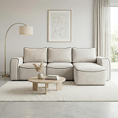 Угловой диван Бафи-2 ДУ Комплектация-3 (Ньютон лайт беж/Ньютон дарк браун)