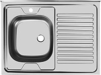 Мойка накладная Юкинокс Стандарт-800 левая с сифоном (Металлик)