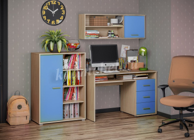 Уголок школьника Паскаль СТ-104 (Дуб молочный/Синий)