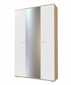 Шкаф трехстворчатый с зеркалом Италия (Дуб сонома/Белый Глянец)