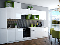 Кухня угловая Техно New 1,6* 2,2  (Белый глянец)