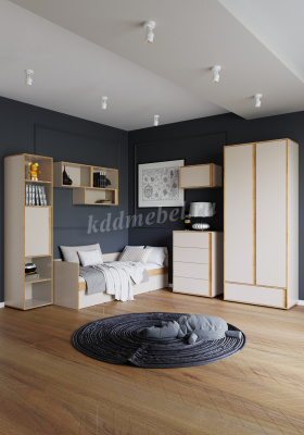 Шкаф угловой приставной Асцелла (Кашемир/Дуб крафт золотой)