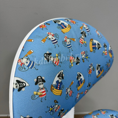 Кресло Логика белый пластик (Ткань KIDS пираты) Распродажа