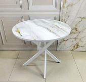 Стол обеденный Арчи-3 0.8 (Мрамор 691/Опоры белые)