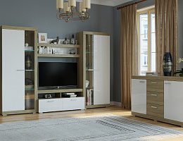 Соната (Дуб сонома/Белый глянец)