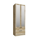 Шкаф Мадрид 0,8 с 2 ящиками с зеркалами (Дуб делано)