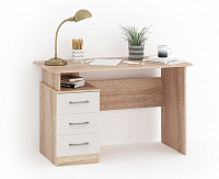 Стол письменный Гарвард 120 3 ящика (Дуб сонома/Белый)