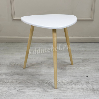 Стол журнальный Грета МДФ (Белый/Опора дерево)