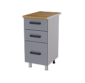 Шкаф нижний с 3 ящиками 4Р3 кухня Крафт без столешницы (Дуб сонома/Бетон светлый)