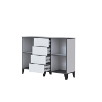 ТЭКС_Гостиная Амара_комод откр белый с тиснением, графит серый ТЭКС_Гостиная Амара_комод откр белый с тиснением, графит серый