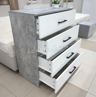 Комод Чикаго 4ящ (Ателье светлый/Белый)