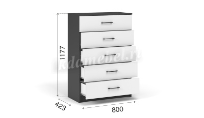 Комод Чикаго 5 ящ (Антрацит/Белый)