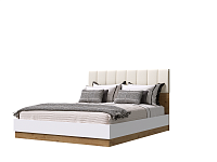 Кровать Адель 1.4 с подъемным механизмом и мягкой спинкой (Дуб вотан/Белый гладкий)