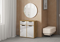 Комод Пифагор-2 CC (Дуб крафт золотой/Белый глянец)